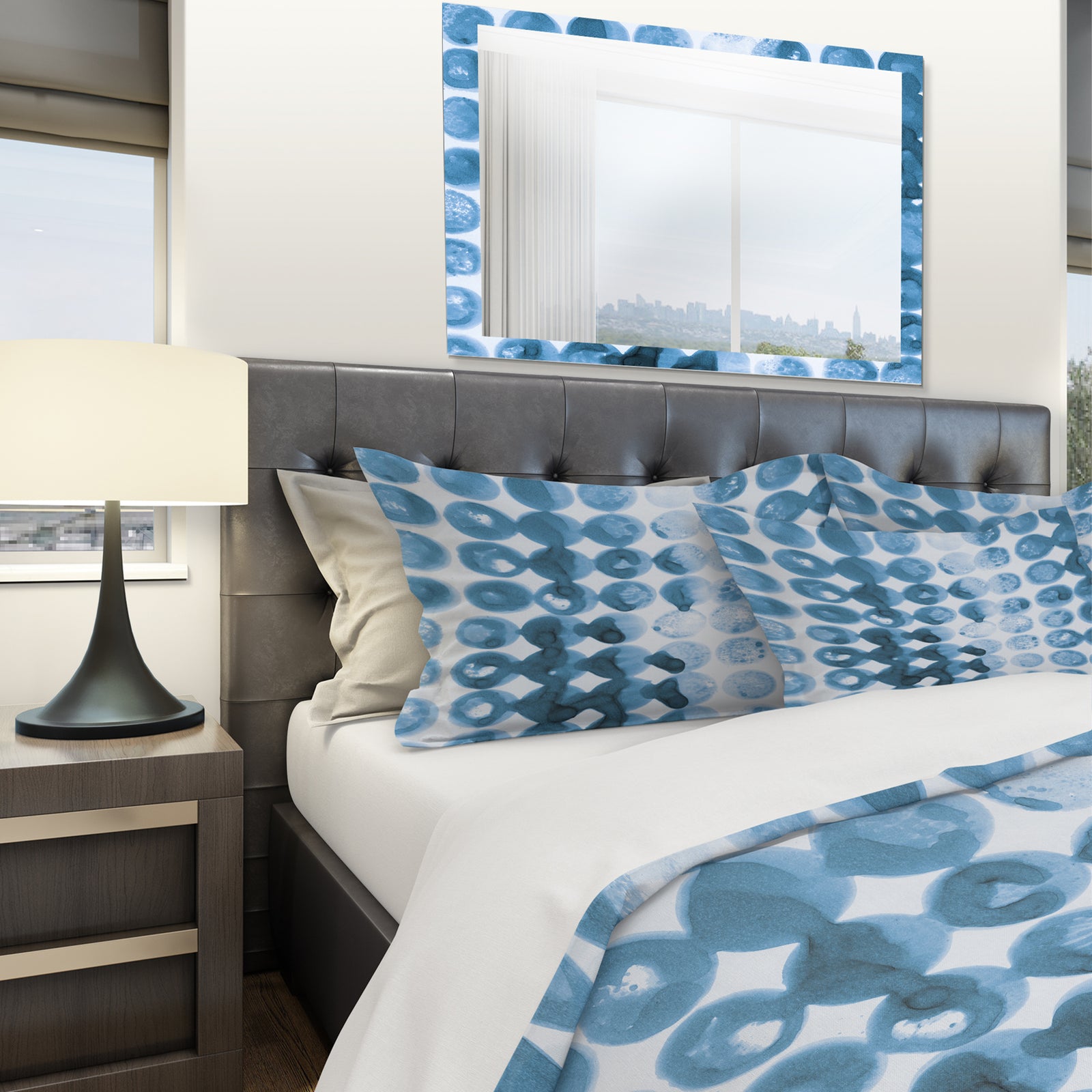 Indigo watercolor geometrical VII - Geometric Duvet Cover Set