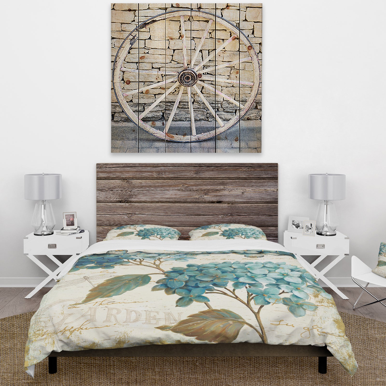 butterfly Blue Garden I - Cottage Duvet Cover Set