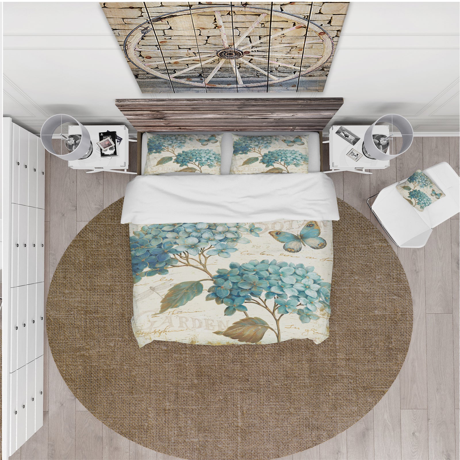 butterfly Blue Garden I - Cottage Duvet Cover Set