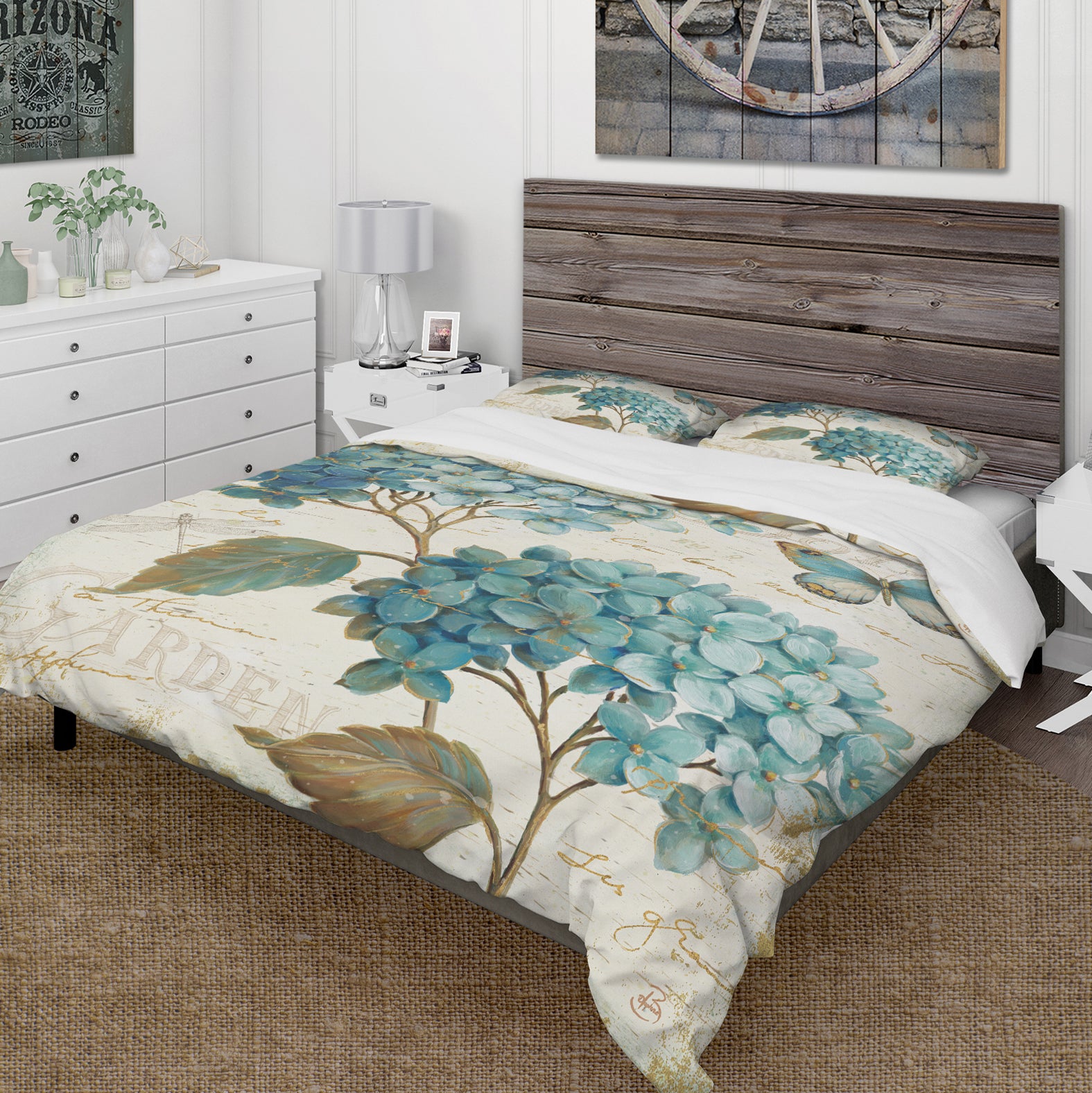 butterfly Blue Garden I - Cottage Duvet Cover Set