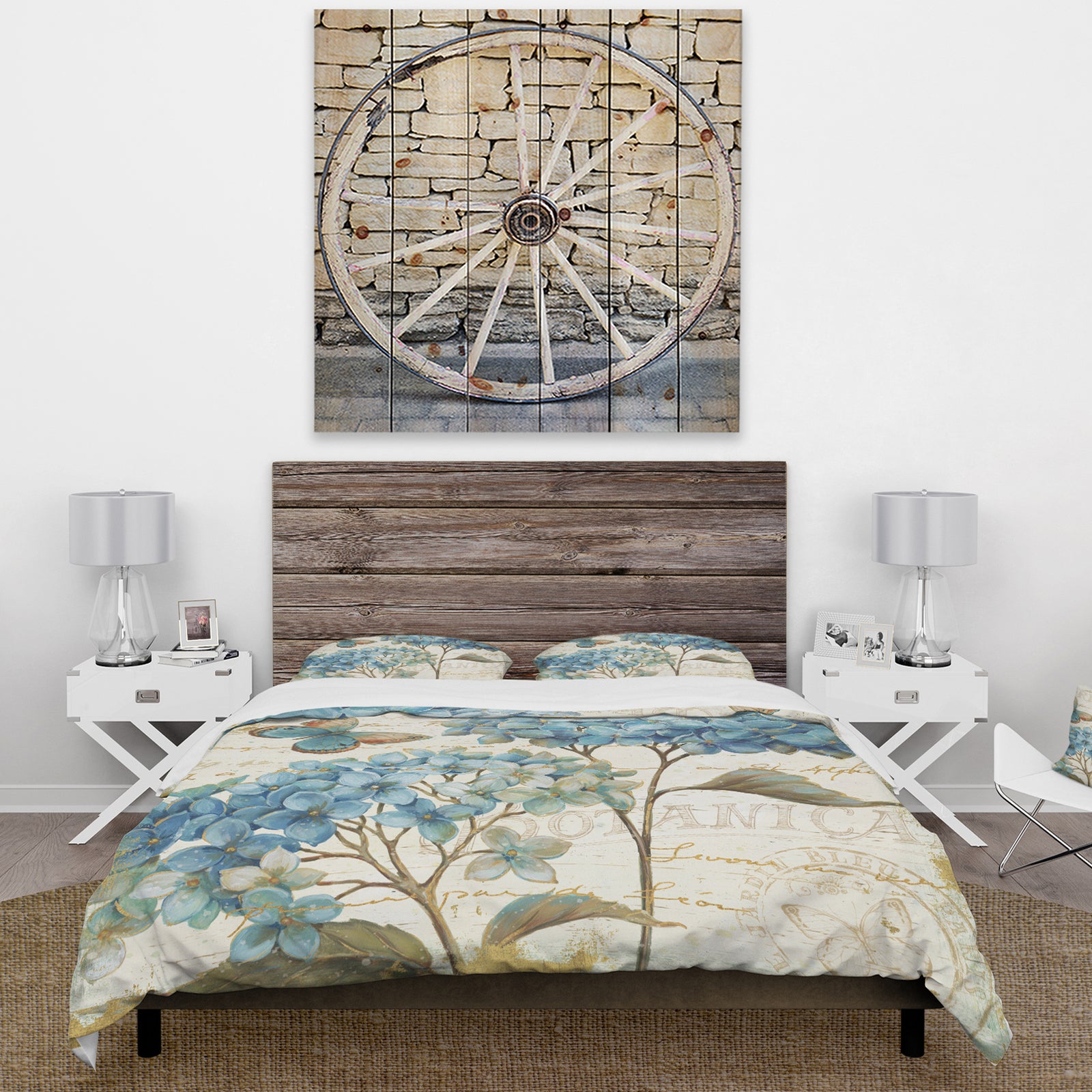 butterfly Blue Garden II - Cottage Duvet Cover Set