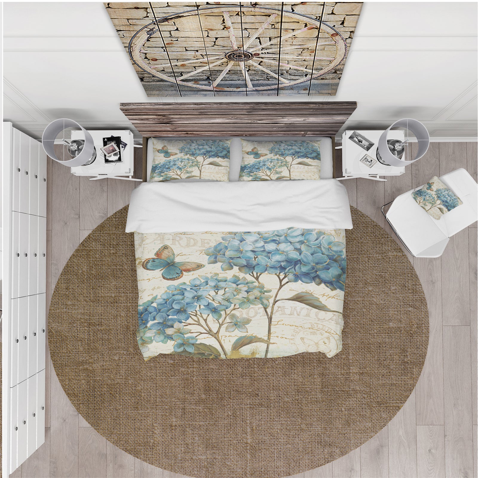 butterfly Blue Garden II - Cottage Duvet Cover Set