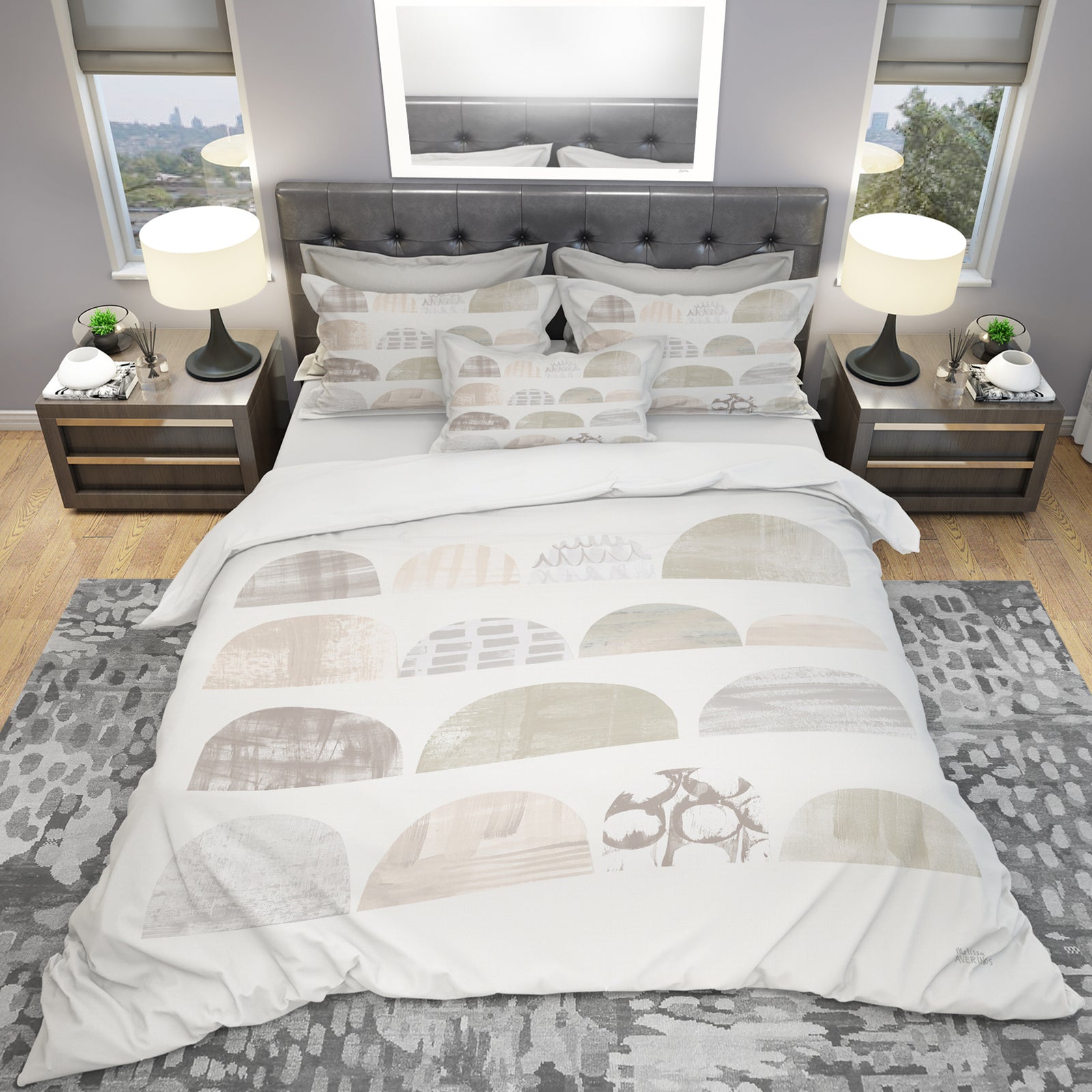Geometric Neutral Form V - Geometric Duvet Cover Set