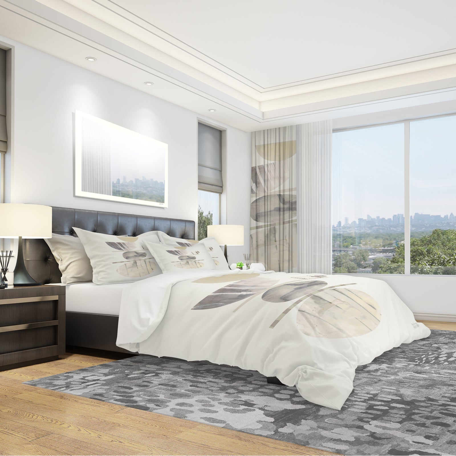 Geometric Balance Neutral II - Geometric Duvet Cover Set