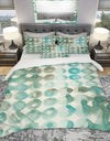 Turquoise Watercolor geometrical I - Geometric Duvet Cover Set