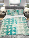 Turquoise Watercolor geometrical II - Geometric Duvet Cover Set