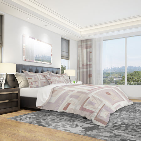 Pink Geometric Form Windows I - Geometric Duvet Cover Set