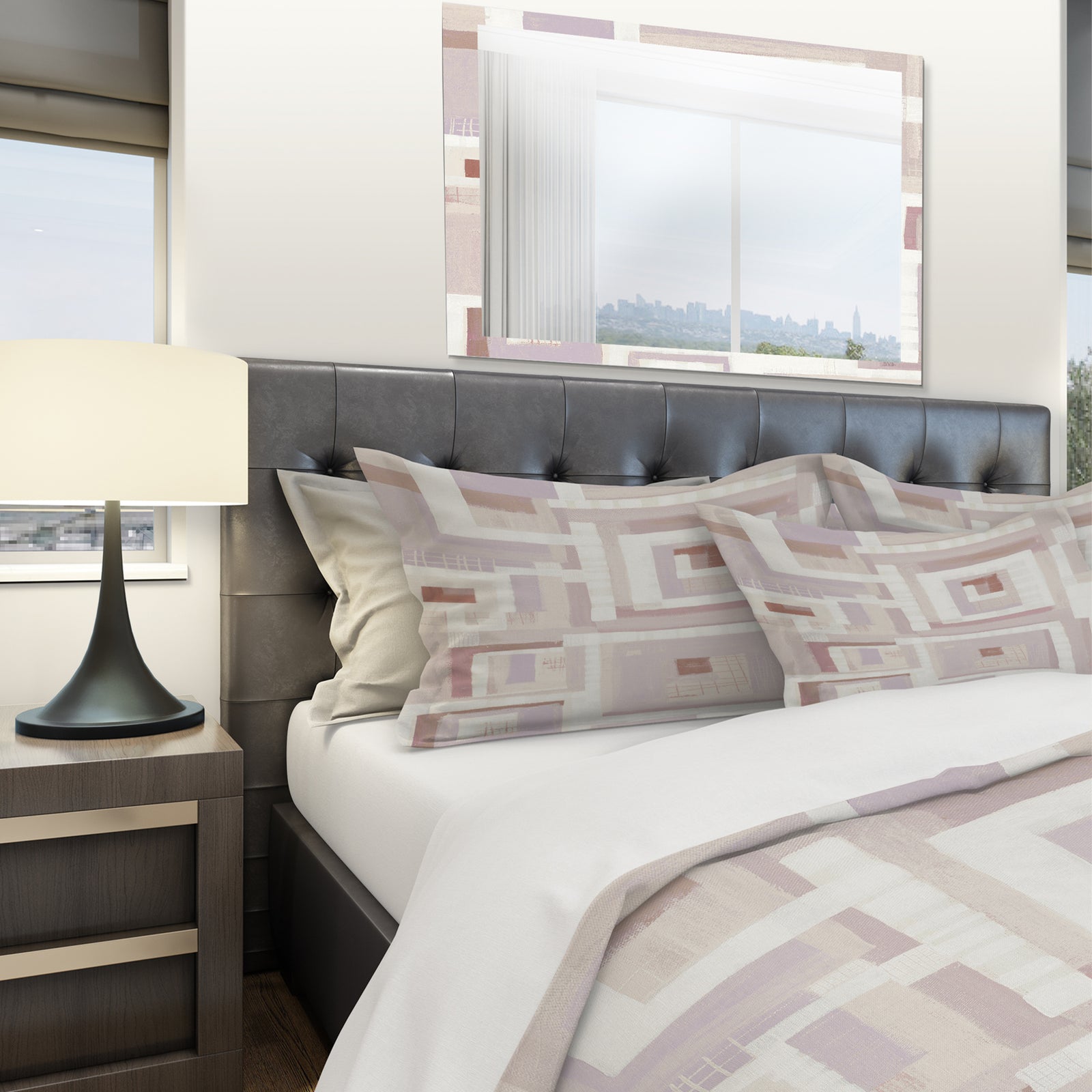 Pink Geometric Form Windows I - Geometric Duvet Cover Set