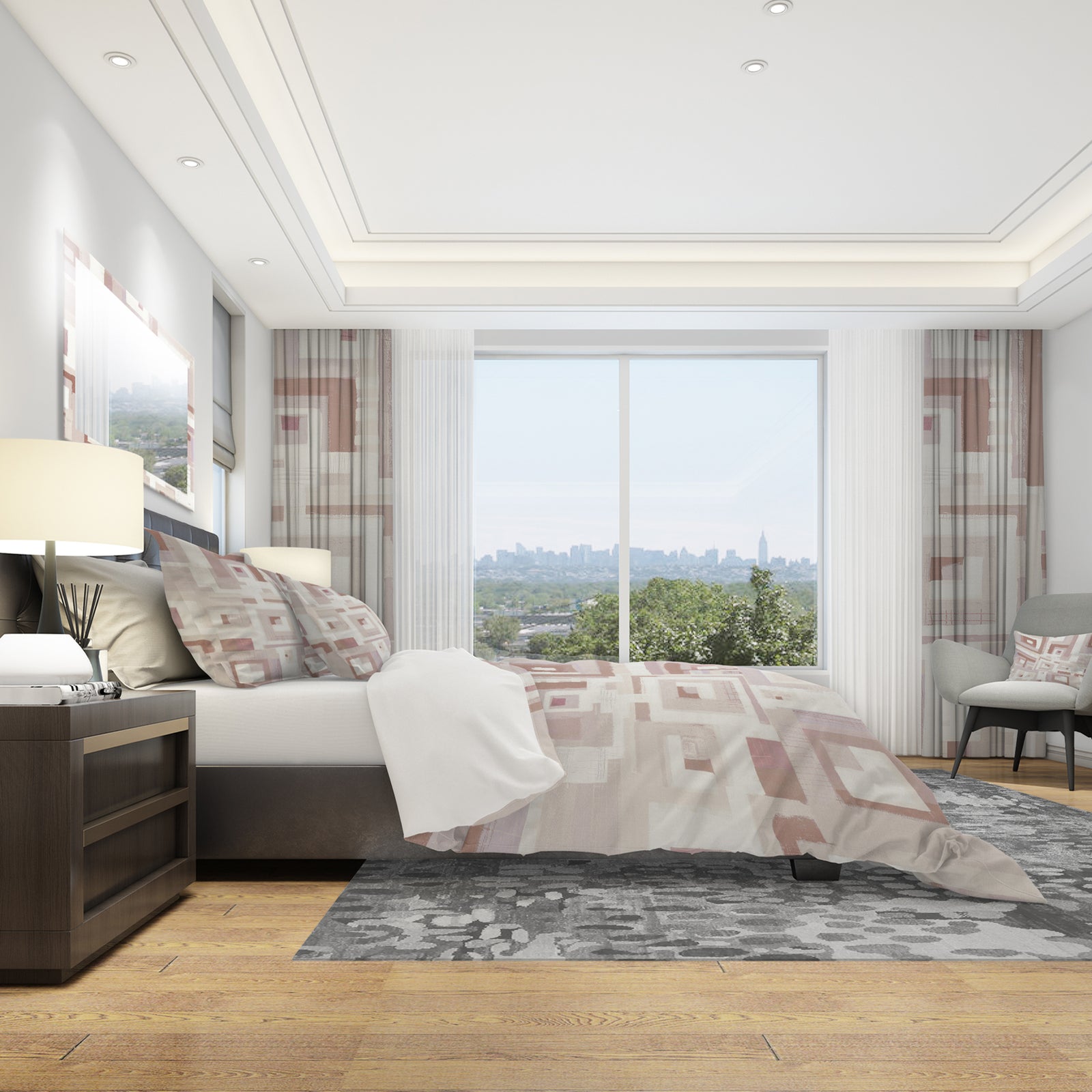 Pink Geometric Form Windows II - Geometric Duvet Cover Set