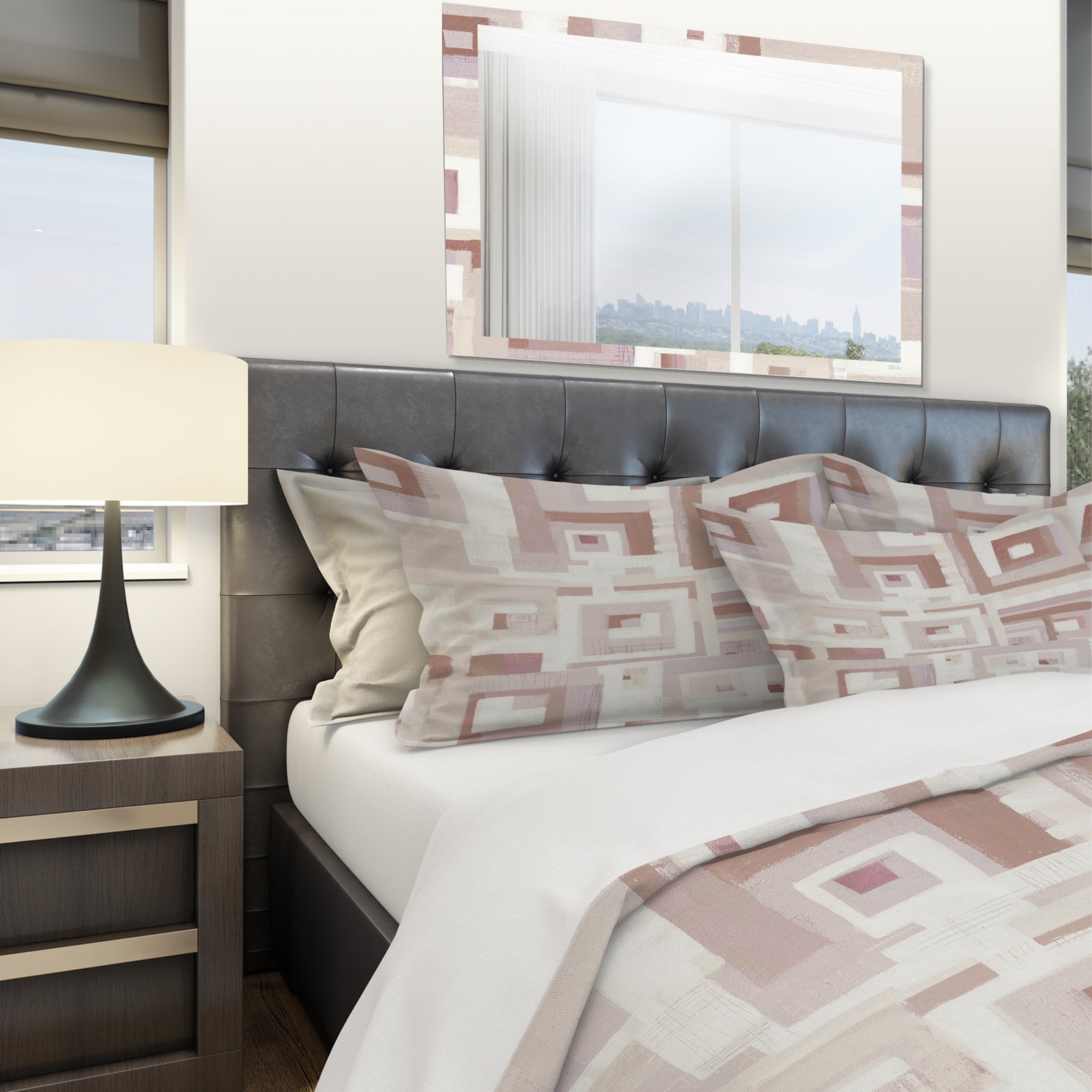 Pink Geometric Form Windows II - Geometric Duvet Cover Set