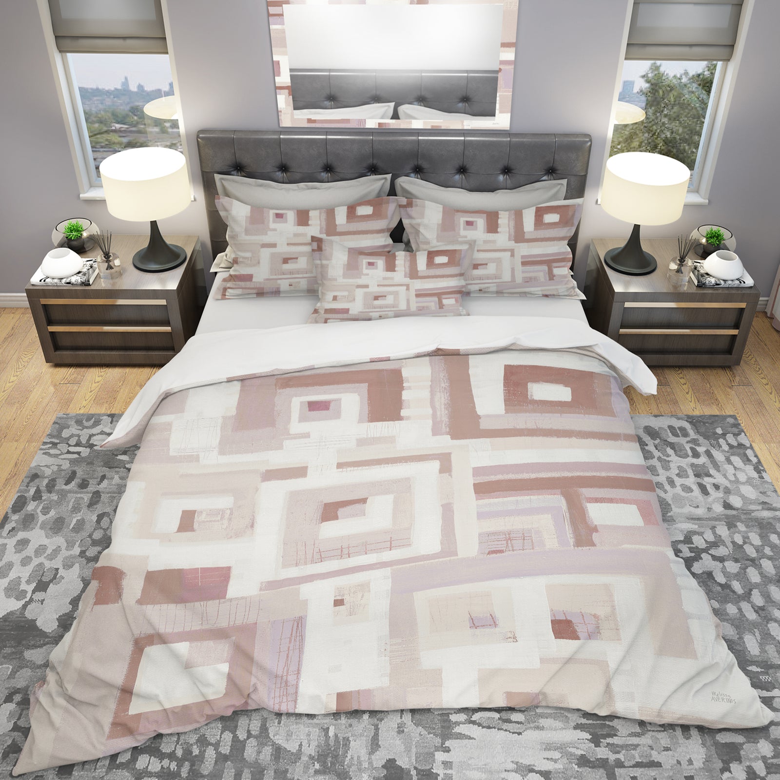Pink Geometric Form Windows II - Geometric Duvet Cover Set