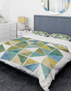 geometric Green Triangle I - Glam Duvet Cover Set