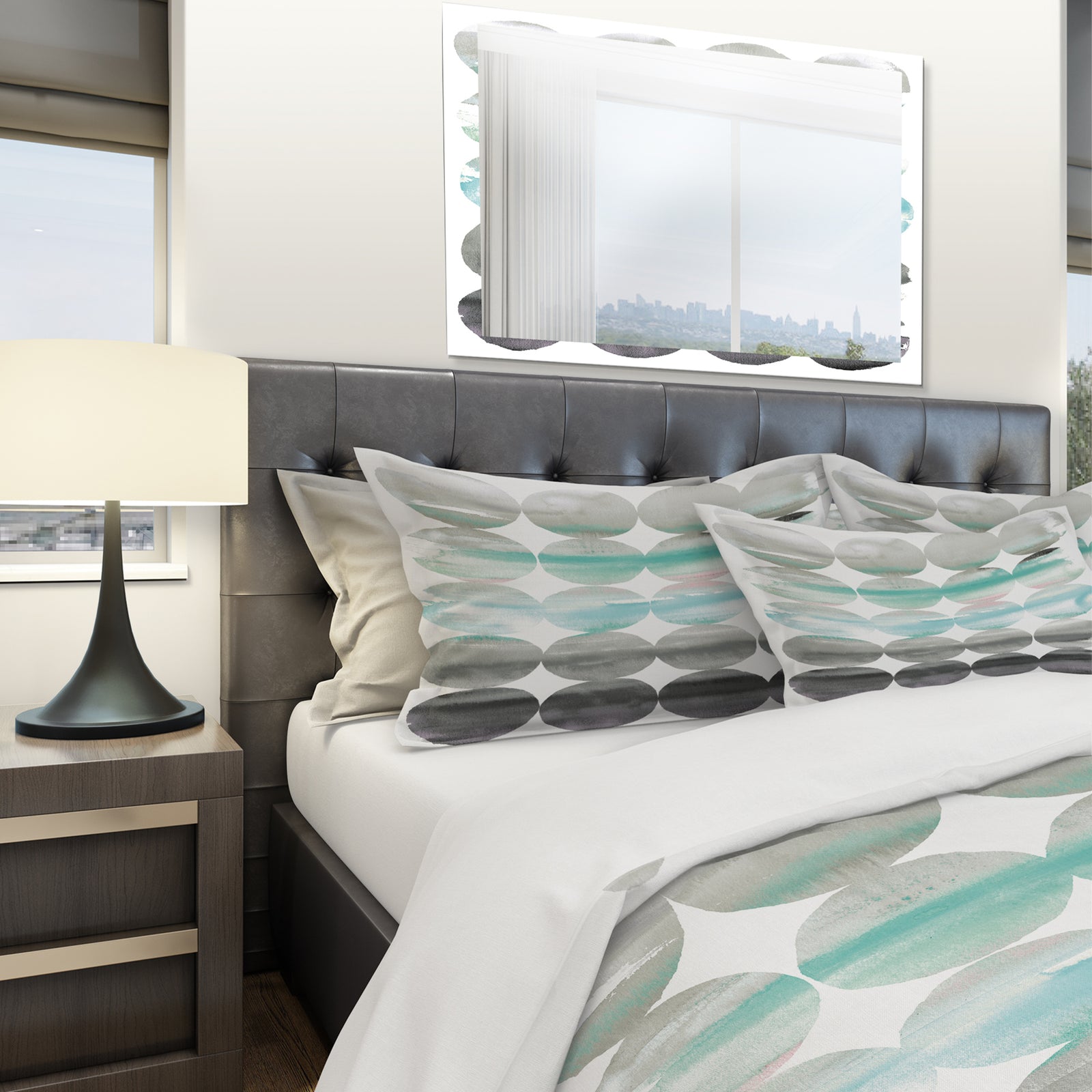 geometric Neutral Glue Circles - Geometric Duvet Cover Set