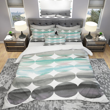 geometric Neutral Glue Circles - Geometric Duvet Cover Set