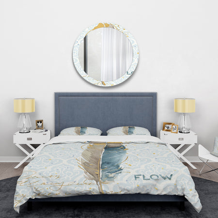 Fields of Gold Watercolor Flower IV - Glam Duvet Cover Set