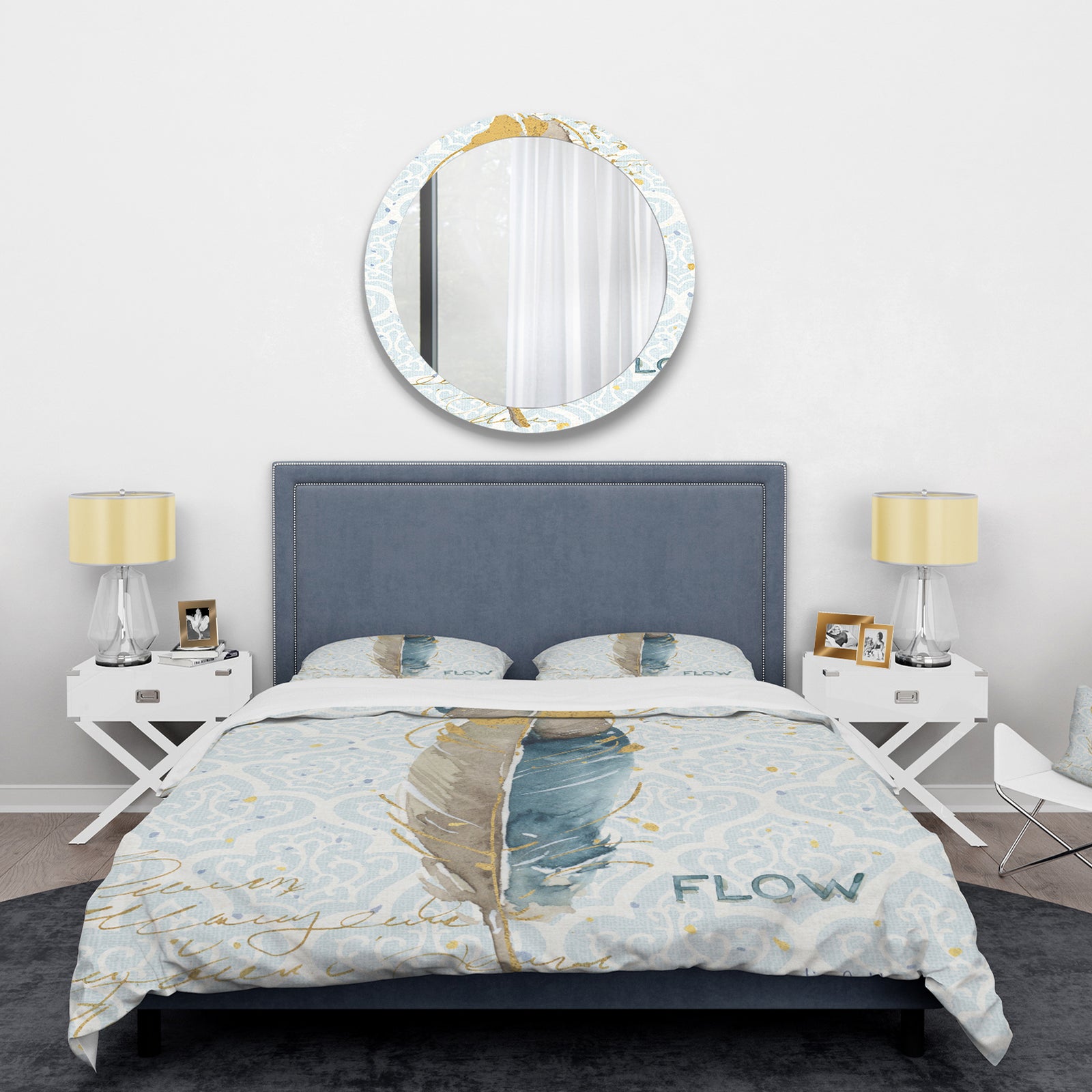 Fields of Gold Watercolor Flower IV - Glam Duvet Cover Set