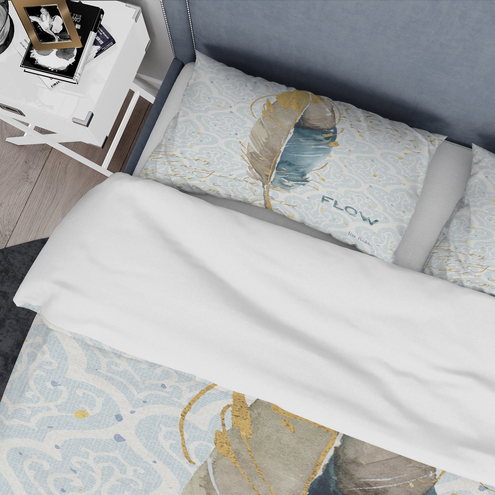 Fields of Gold Watercolor Flower IV - Glam Duvet Cover Set