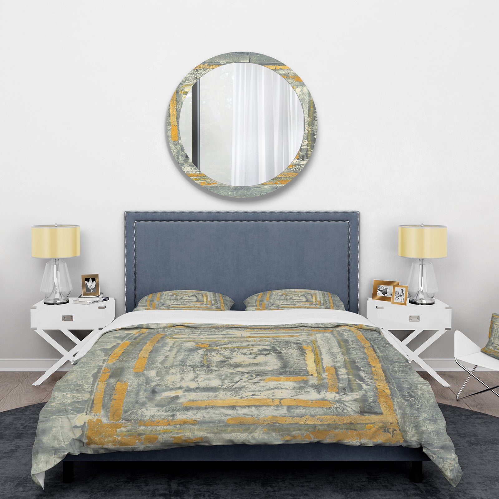 Gold Glam on Grey Tapestry II - Glam Duvet Cover Set