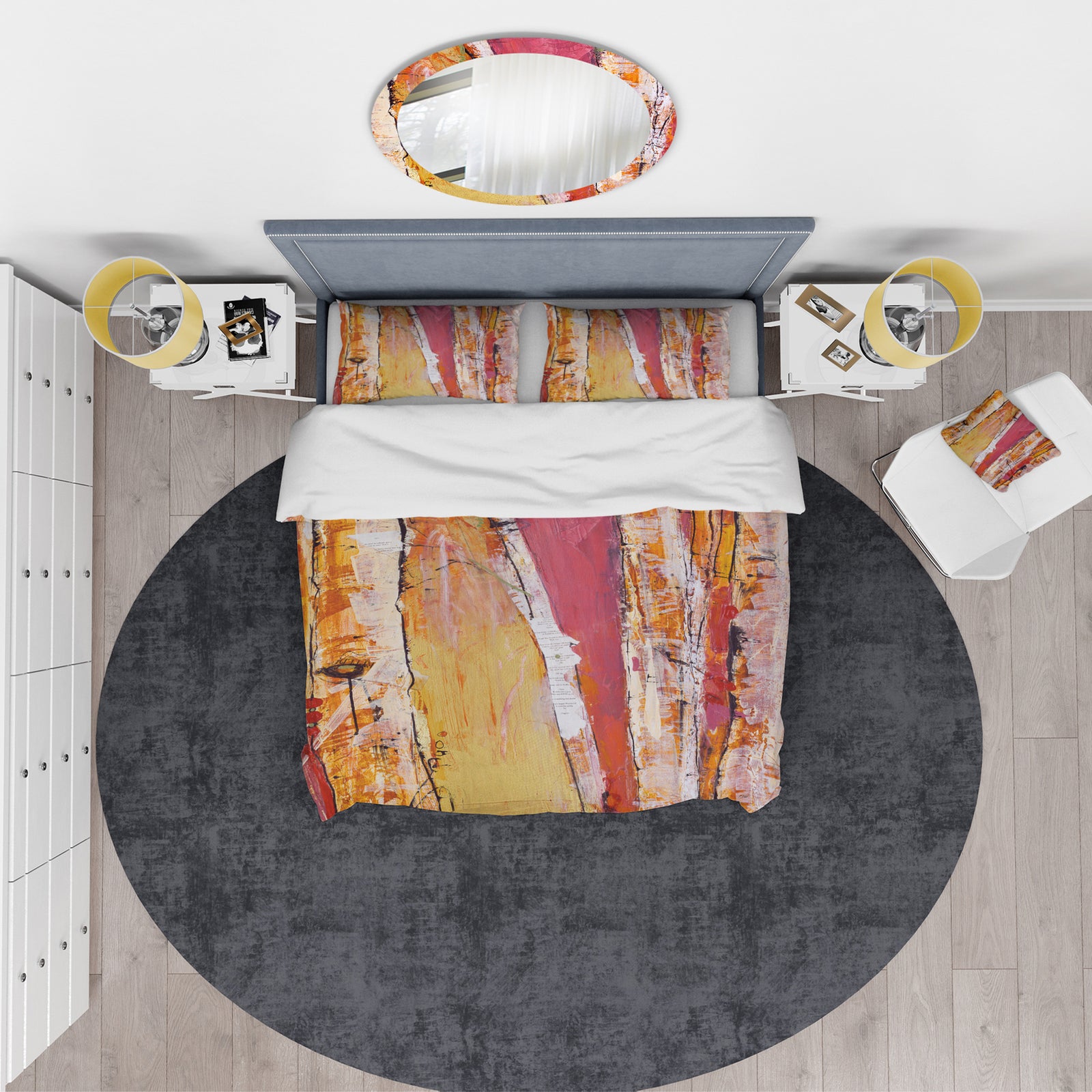 Orange Glam Natural Wood - Glam Duvet Cover Set