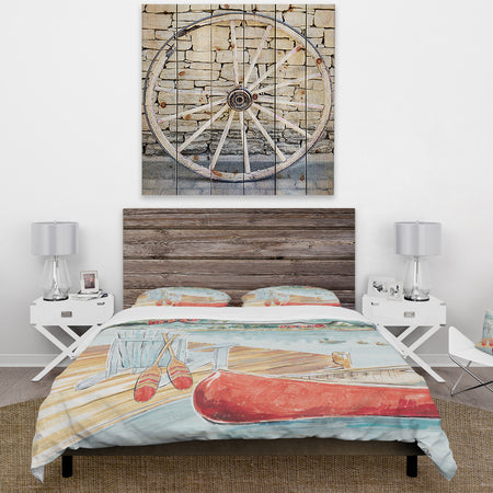 Lake House Canoes III - Cottage Duvet Cover Set