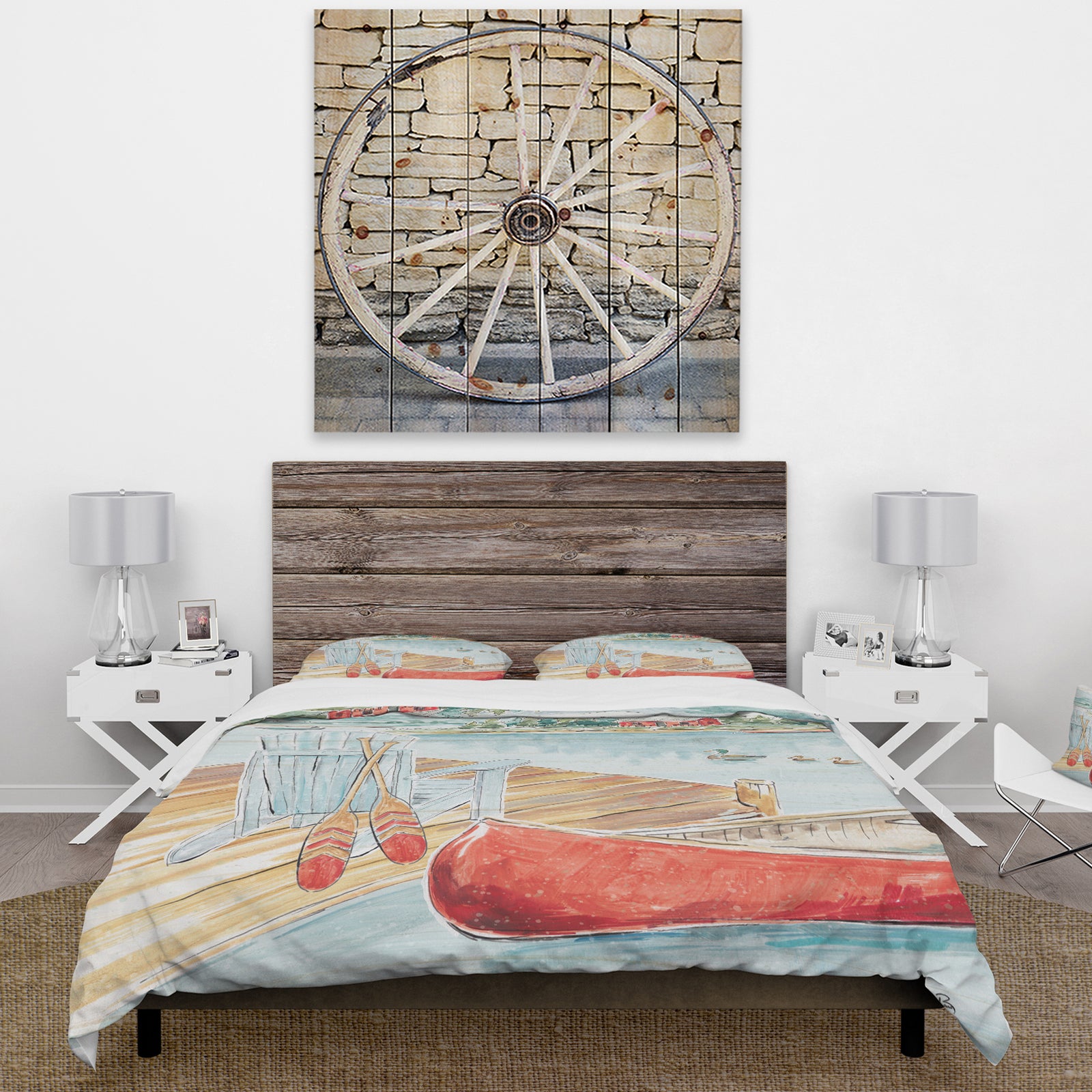 Lake House Canoes III - Cottage Duvet Cover Set