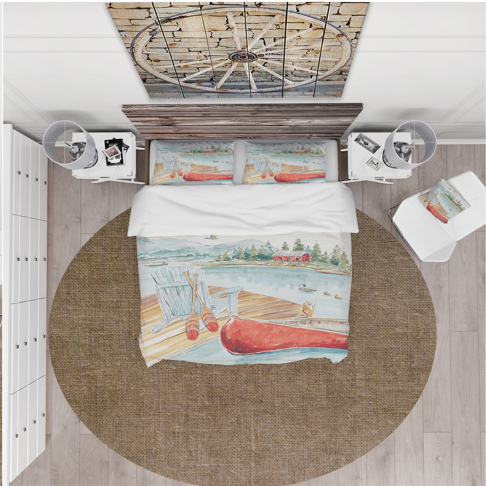 Lake House Canoes III - Cottage Duvet Cover Set