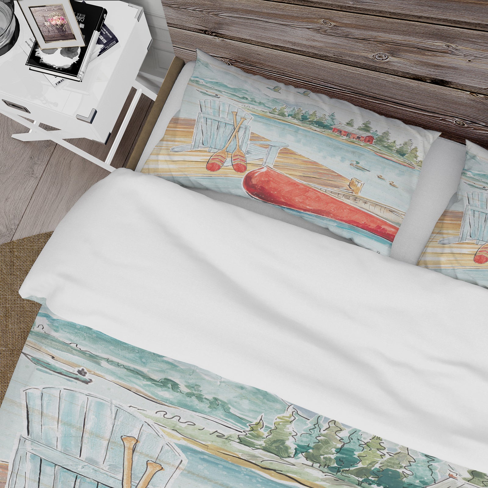 Lake House Canoes III - Cottage Duvet Cover Set