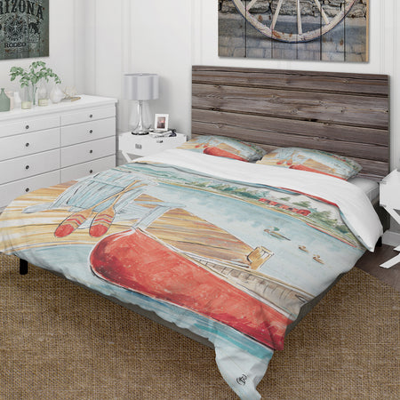 Lake House Canoes III - Cottage Duvet Cover Set