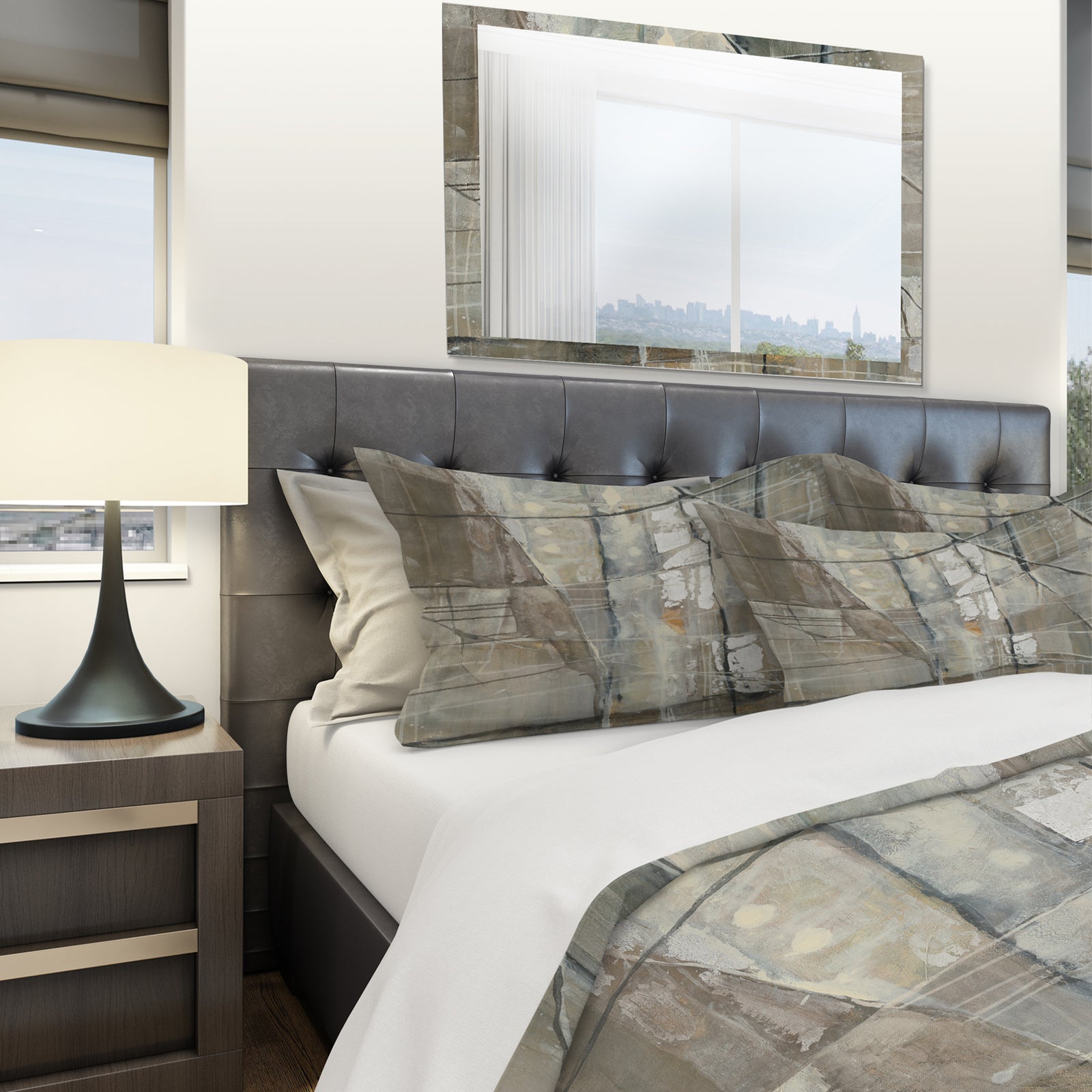 Grey Silver Geometric Composition - Geometric Duvet Cover Set