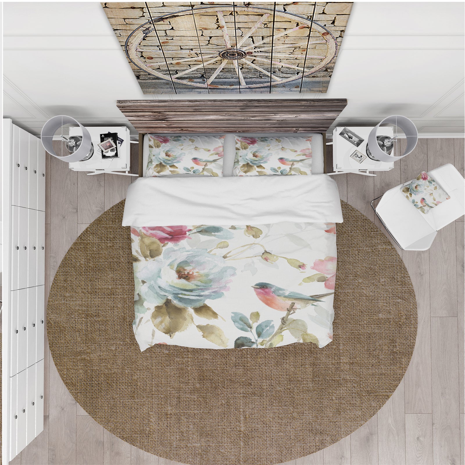 Beautiful Bird Romance I - Cottage Duvet Cover Set