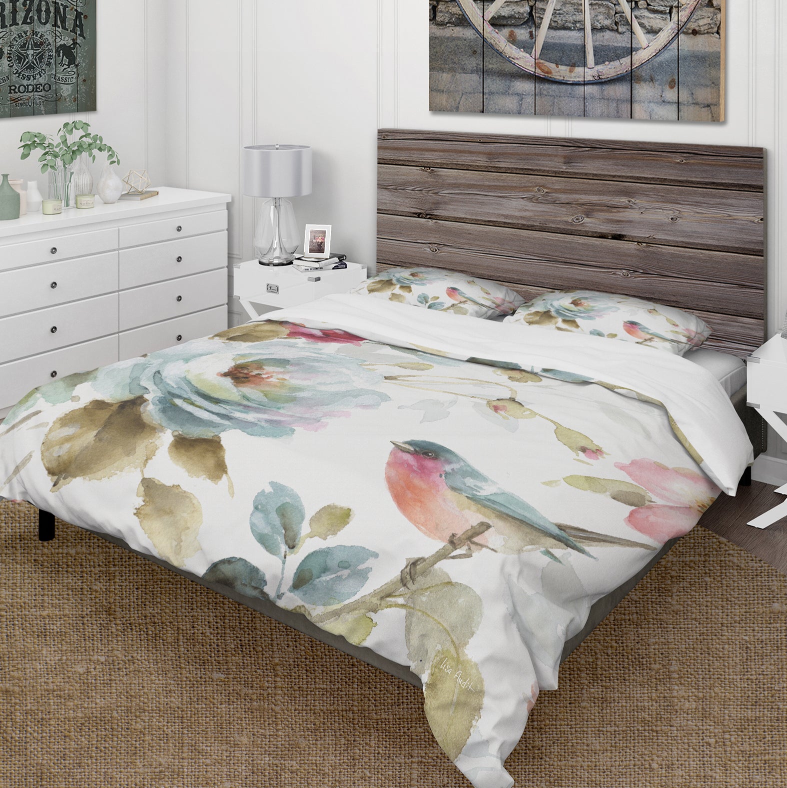 Beautiful Bird Romance I - Cottage Duvet Cover Set