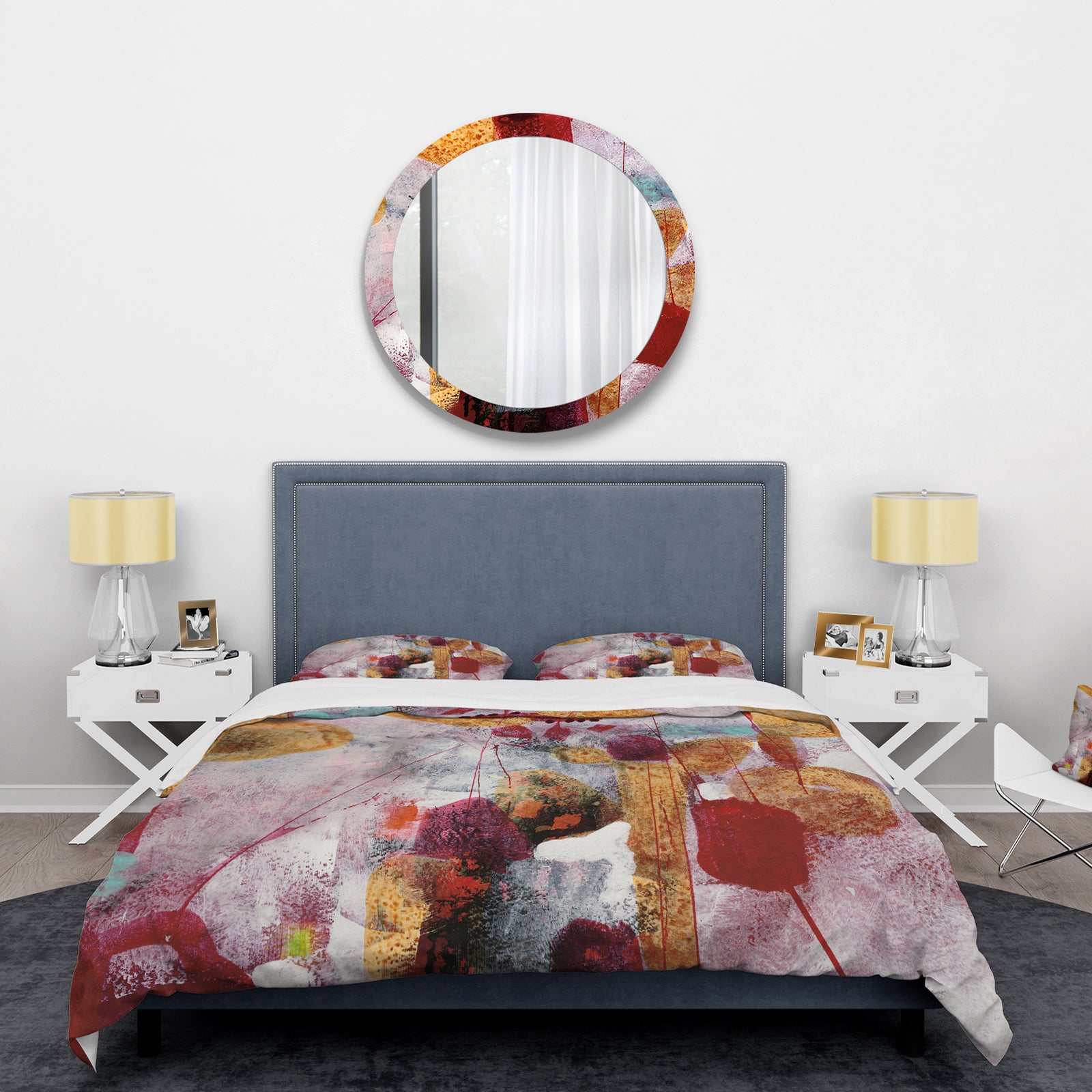 Abstract Watercolor with Red and Yellow - Glam Duvet Cover Set
