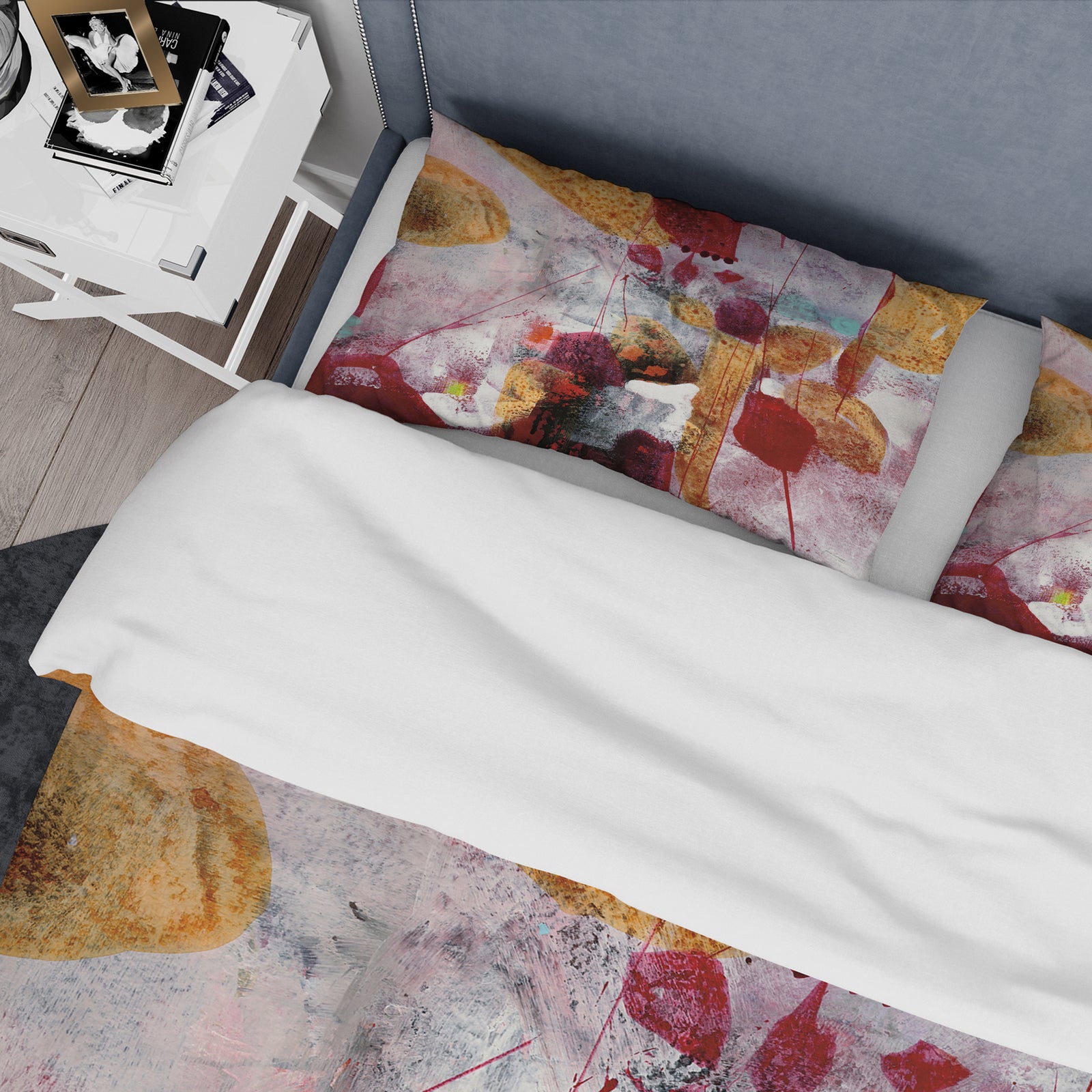 Abstract Watercolor with Red and Yellow - Glam Duvet Cover Set