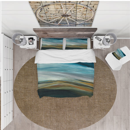 Watercolor Desert Storm Abstract Blue - Farmhouse Duvet Cover Set