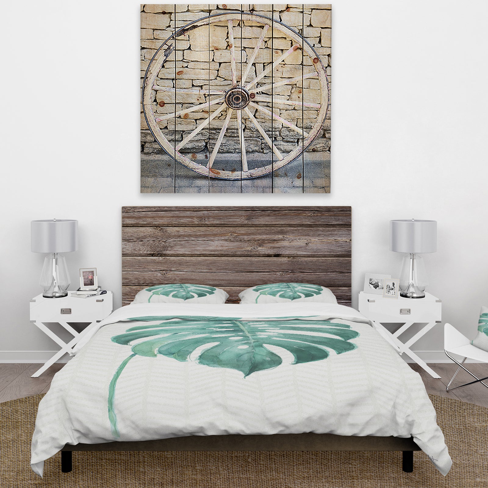 Mixed Botanical Green Leaves VI - Cottage Duvet Cover Set