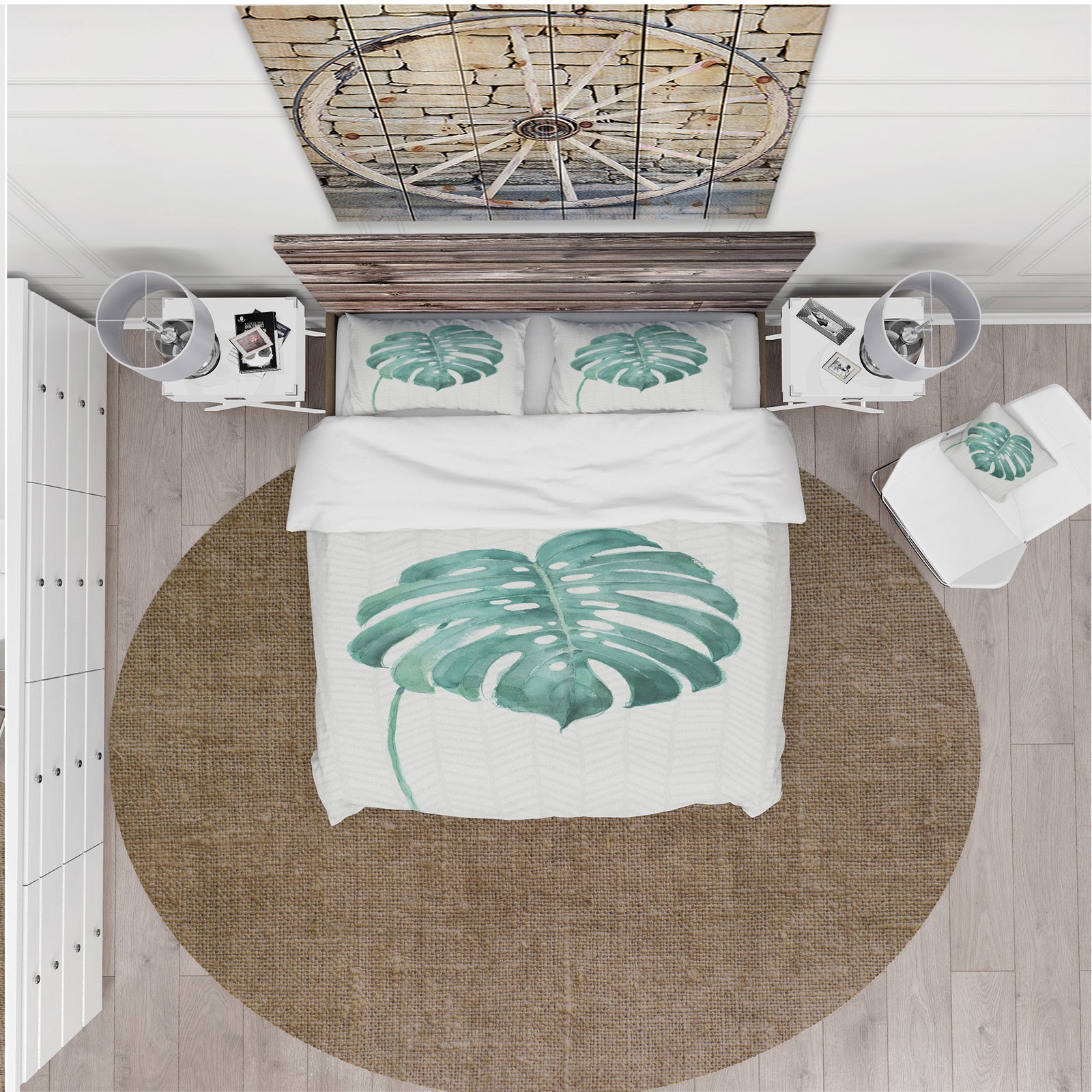 Mixed Botanical Green Leaves VI - Cottage Duvet Cover Set