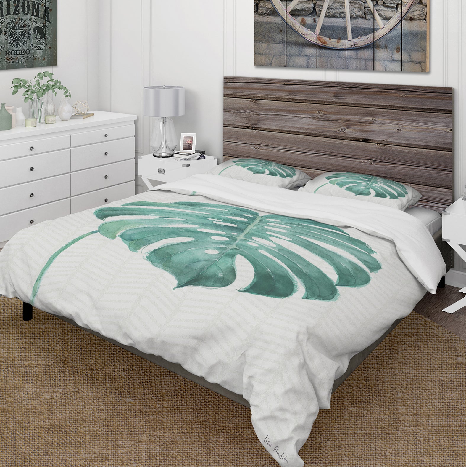 Mixed Botanical Green Leaves VI - Cottage Duvet Cover Set