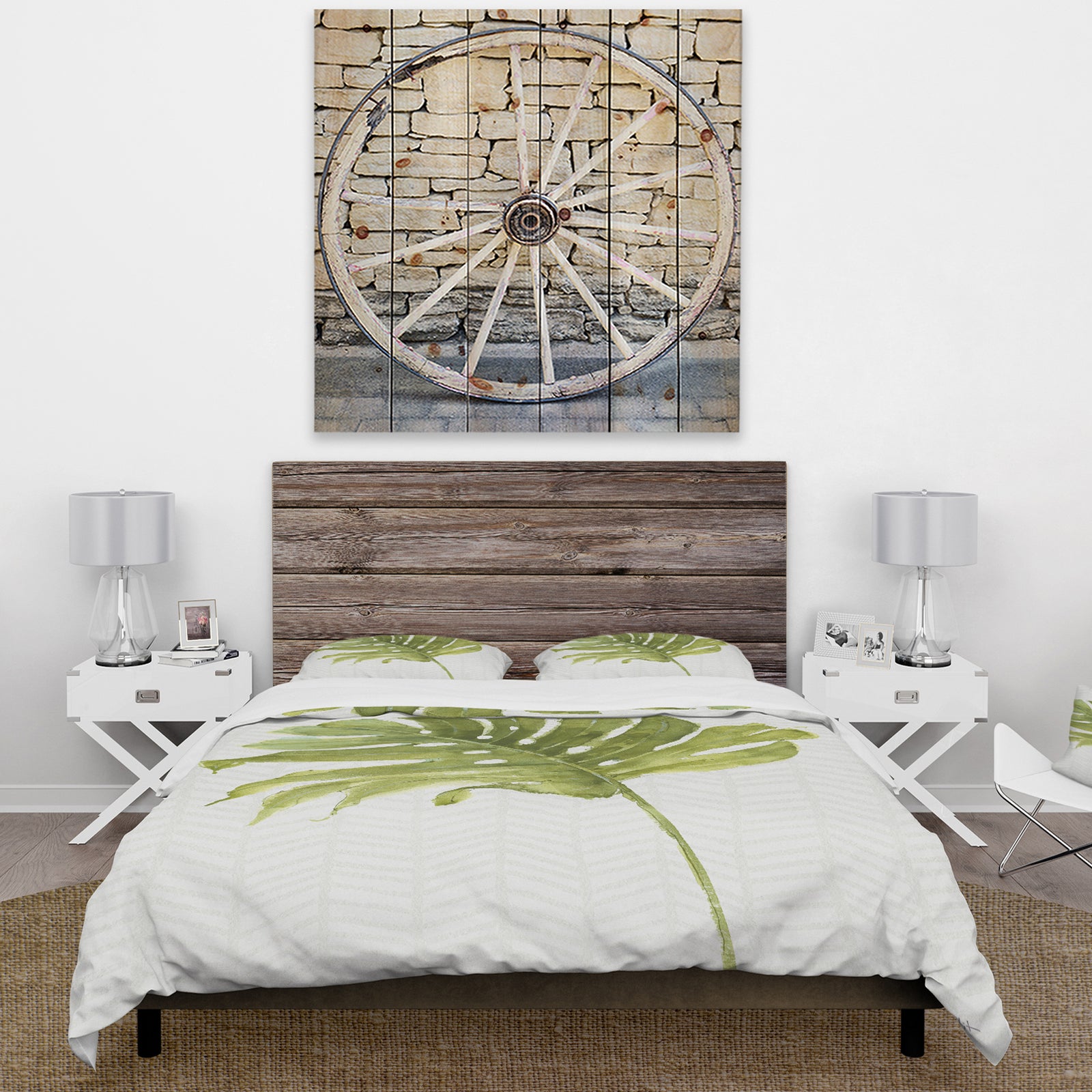 Mixed Botanical Green Leaves VII - Cottage Duvet Cover Set