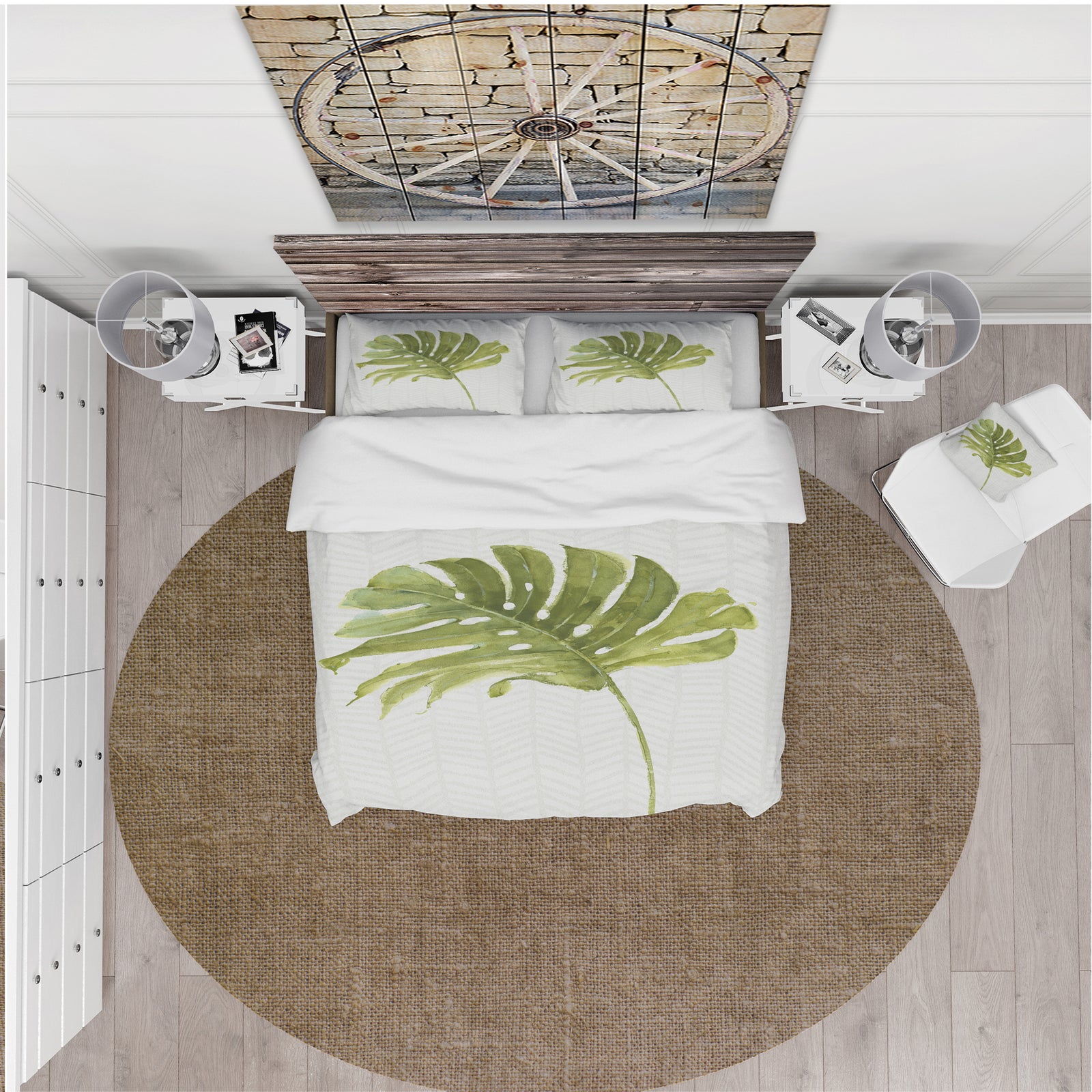 Mixed Botanical Green Leaves VII - Cottage Duvet Cover Set