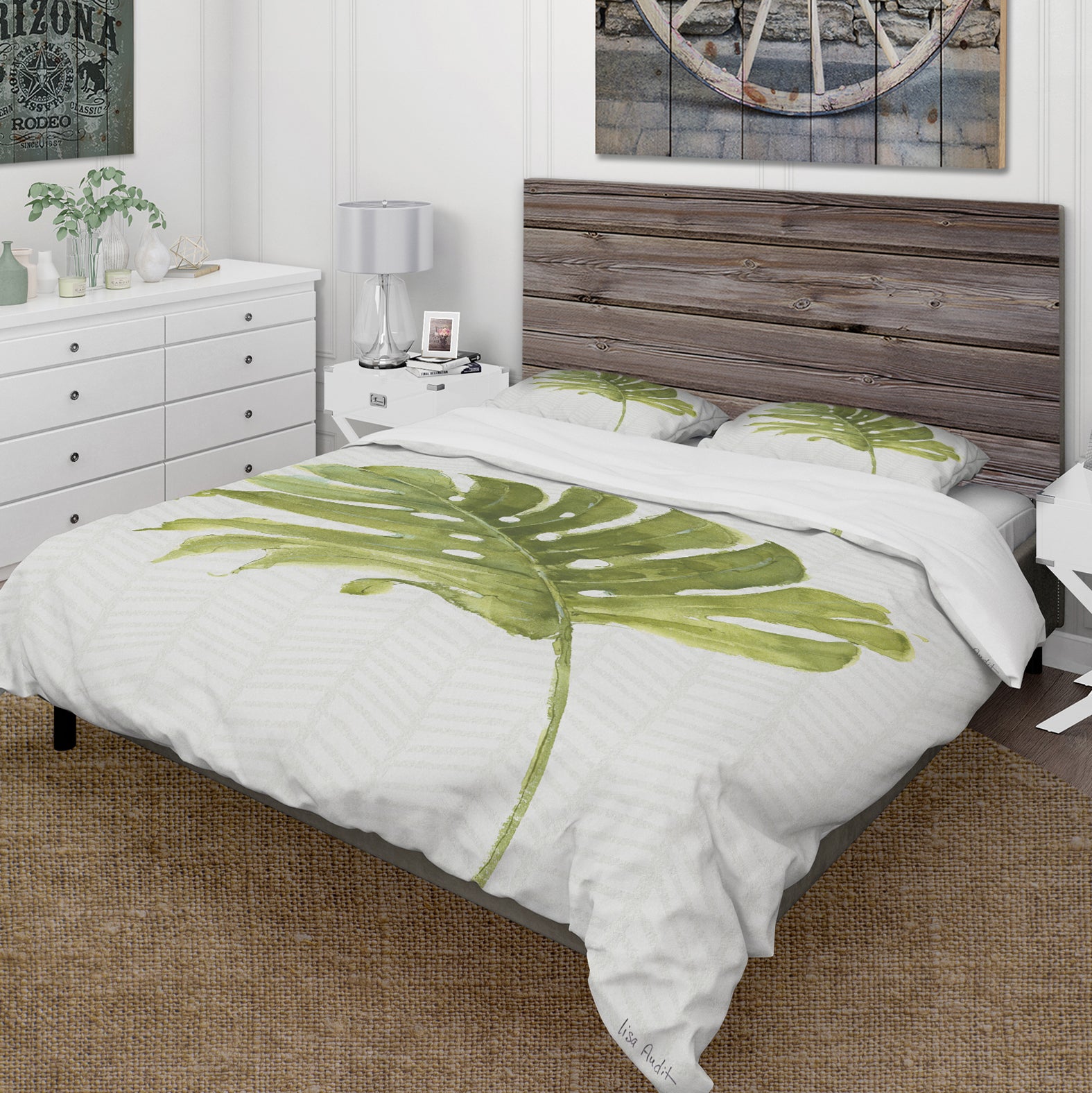 Mixed Botanical Green Leaves VII - Cottage Duvet Cover Set