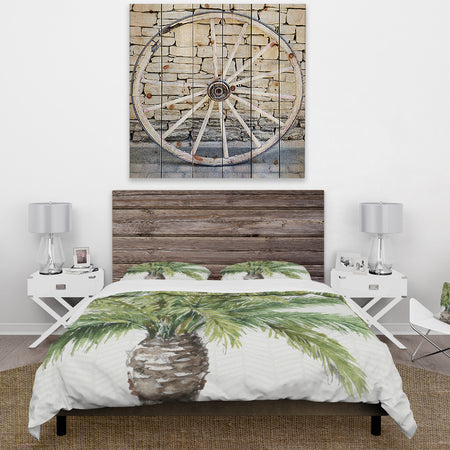 Mixed Botanical Greens palms V - Cottage Duvet Cover Set