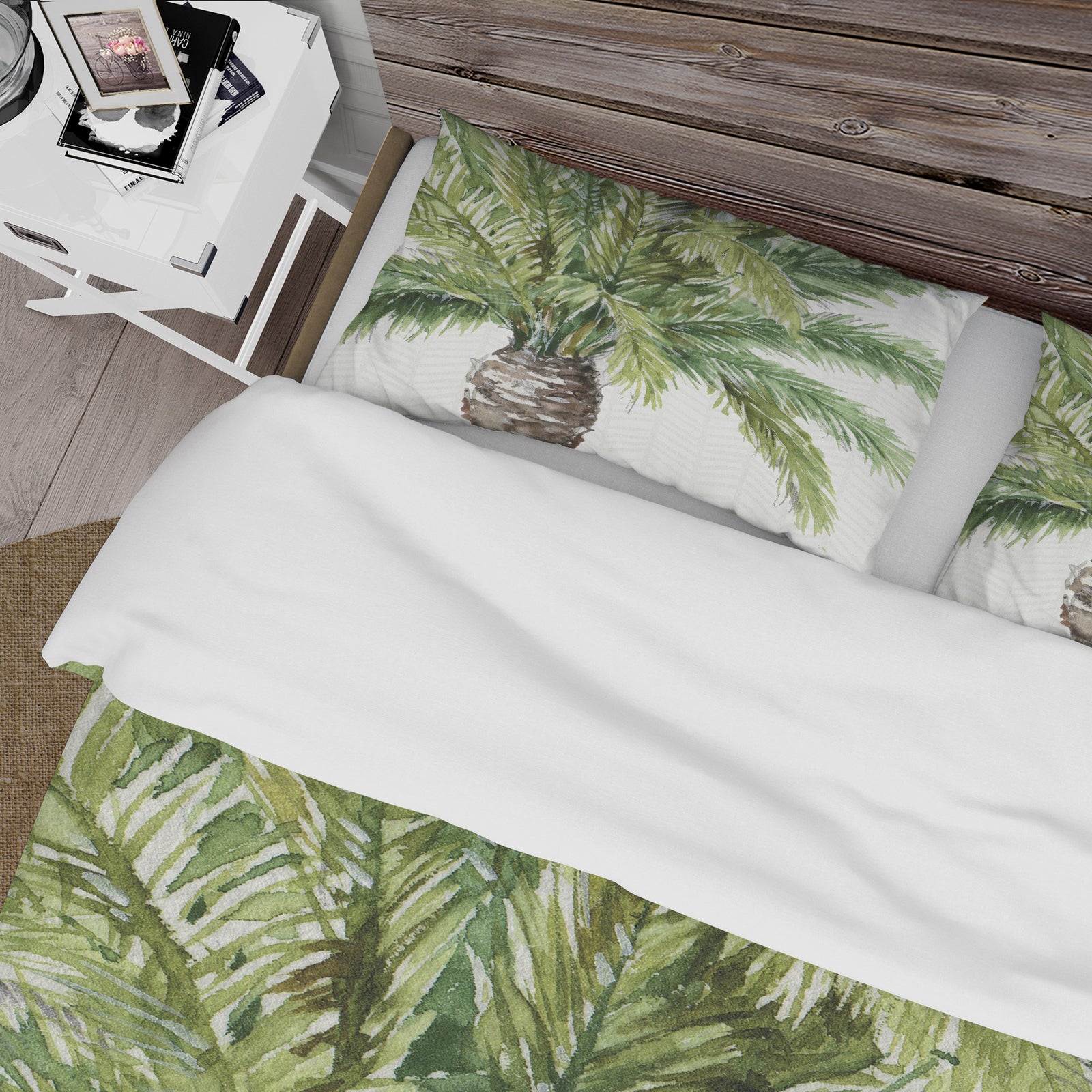 Mixed Botanical Greens palms V - Cottage Duvet Cover Set