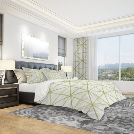 geometric Green Triangle II - Geometric Duvet Cover Set