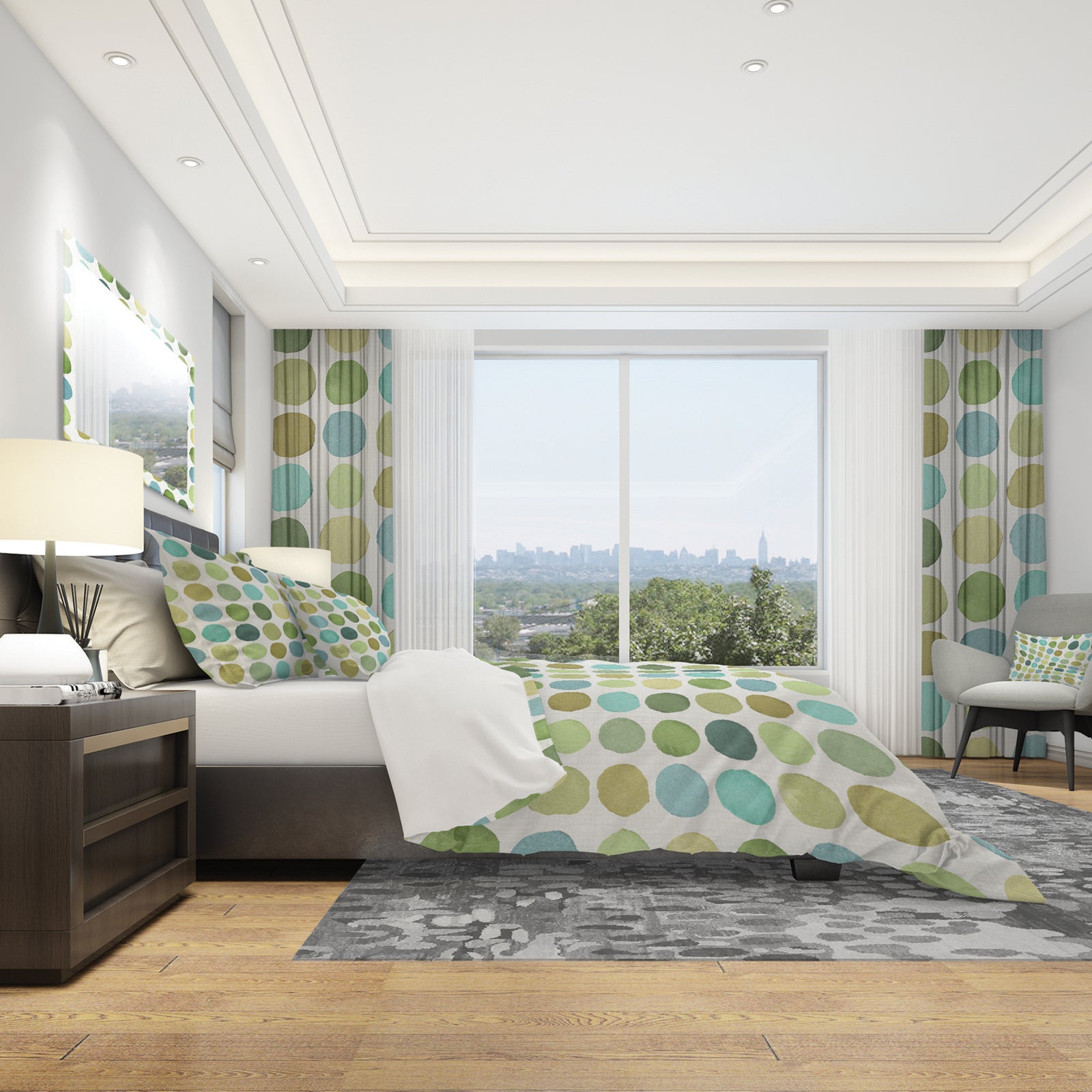 geometric Green Circle I - Geometric Duvet Cover Set