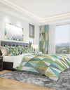 geometric Green Triangle III - Geometric Duvet Cover Set