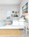 Ocean Shell on Blue - Coastal Duvet Cover Set