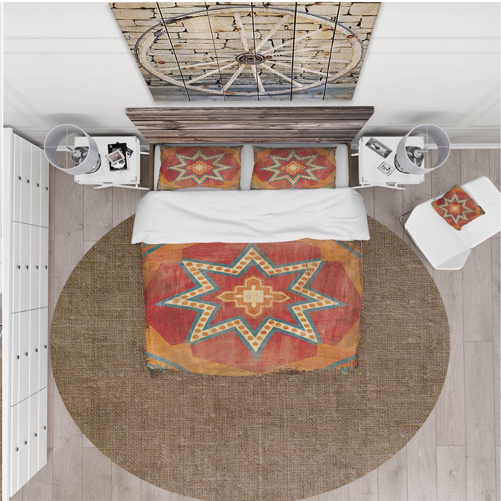 Moroccan Orange Tiles Collage I - Cottage Duvet Cover Set