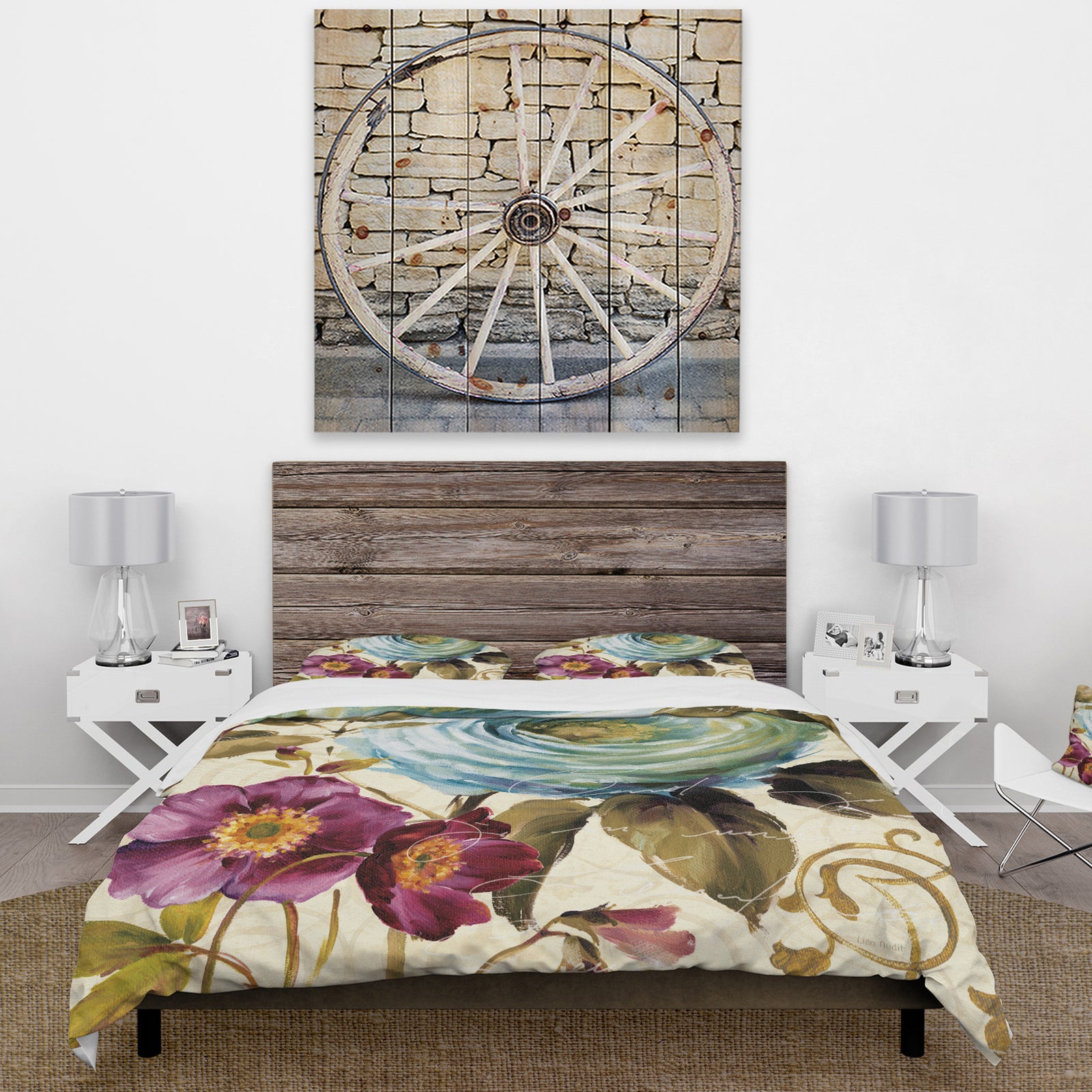 Victorias Cream Flower - Cottage Duvet Cover Set