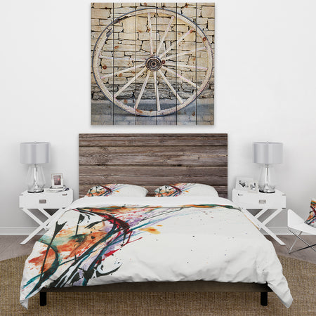 Abstract Handpainted Orange Flowers - Cottage Duvet Cover Set