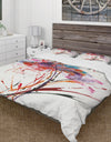 Abstract Handpainted Red Flowers - Cottage Duvet Cover Set